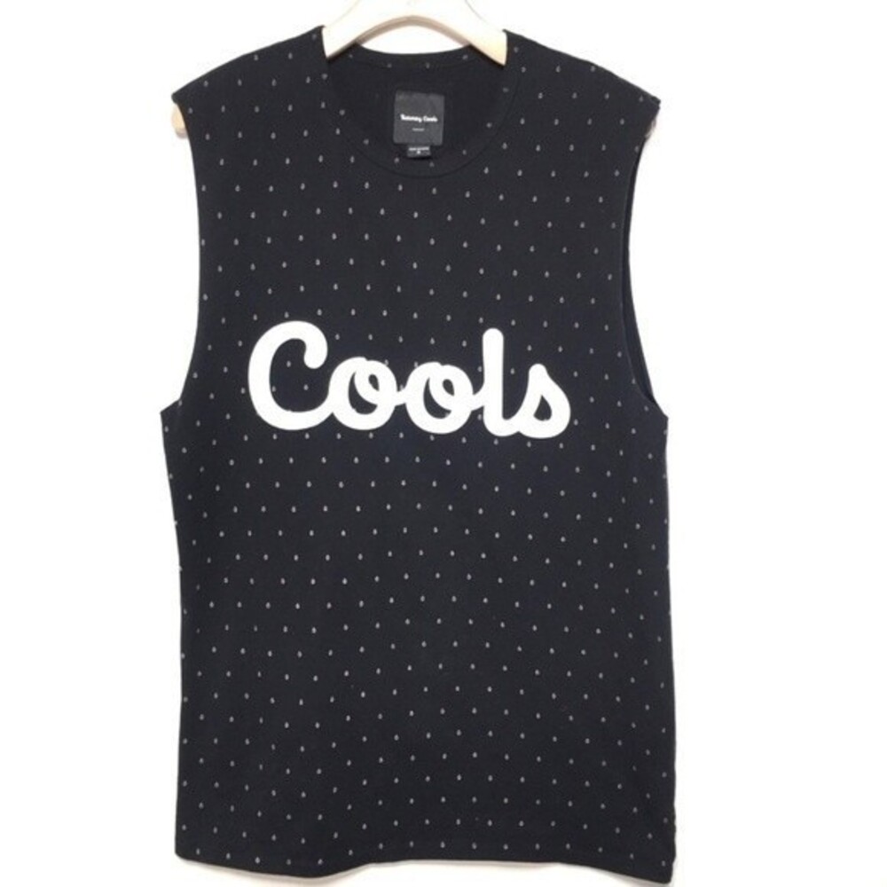 Barney Cools Rain Drop Print Graphic Muscle Tee M